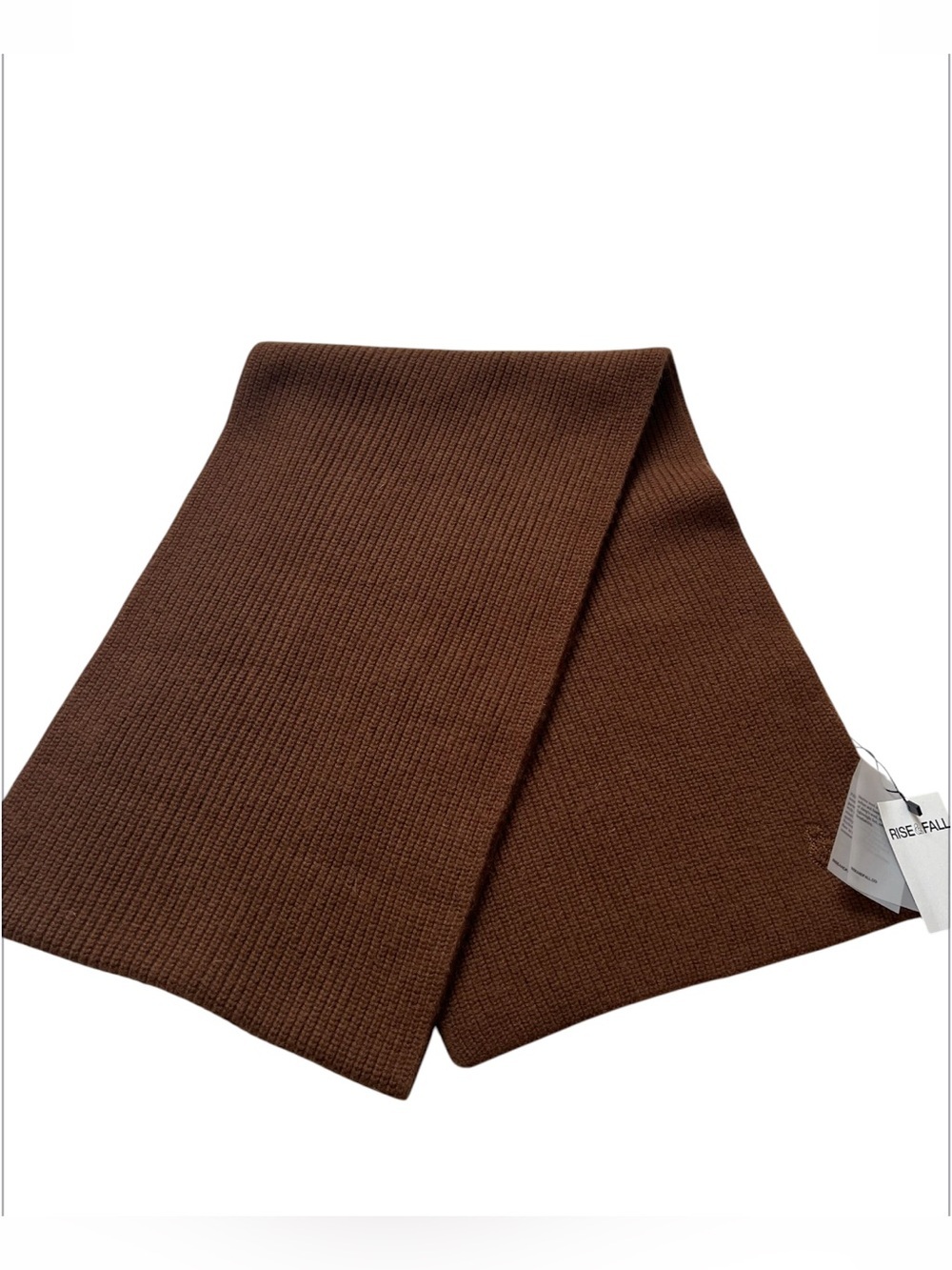 Nwt Rise & Fall Men’s Cozy Oversized Ribbed Merino Wool Cashmere Scarf Brown — image 4 of 8